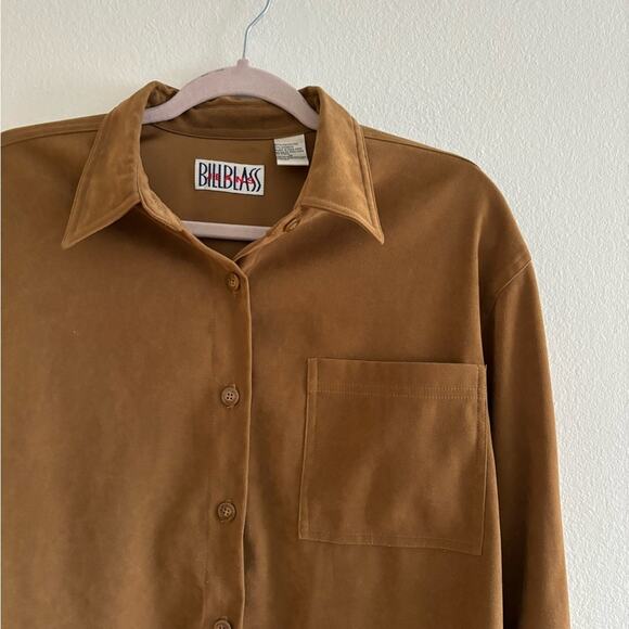 Vintage Bill Blass Faux Suede Button Down Long Sleeve Shacket Medium - Picture 3 of 8